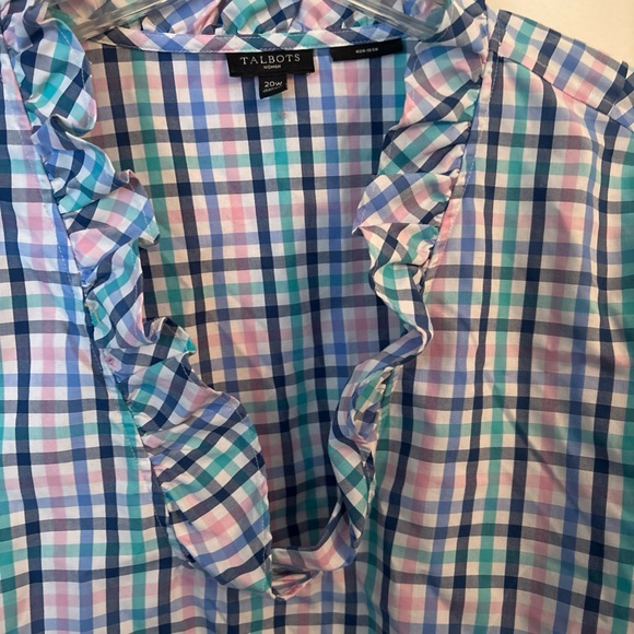 Talbots Multicolor Plaid Ruffle Top - Picture 2 of 3